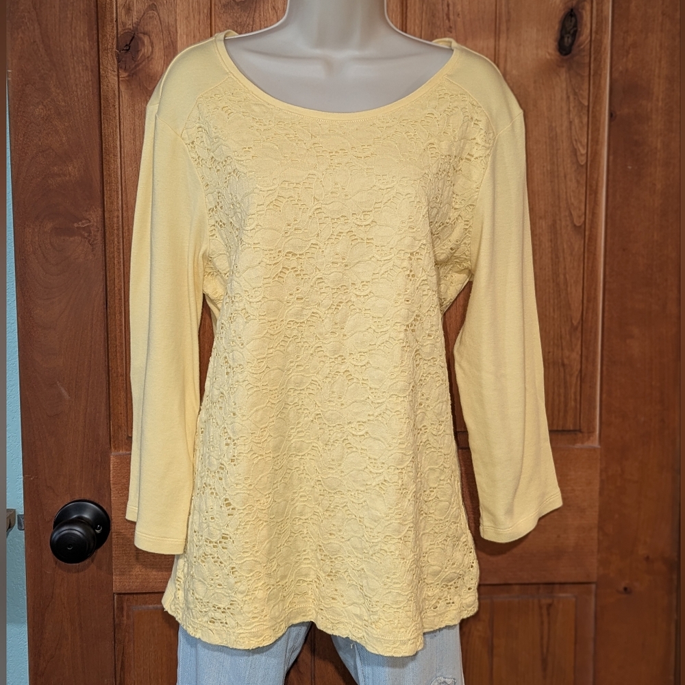 Croft & Barrow Yellow Lace Blouse‎